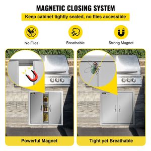 Porta d'accesso a doppia anta in acciaio inox spazzolato 24W x 24H per cucina esterna, isola barbecue e grill - Porta di stoccaggio per barbecue da 24 pollici - Product Image 6