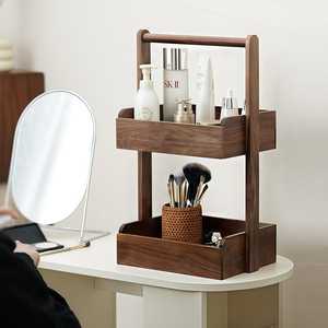 Boîte de rangement cosmétique en bois à bas prix pour le maquillage, les soins de la peau, les pinceaux et les petits accessoires de beauté avec une finition décorative rustique - Product Image 1