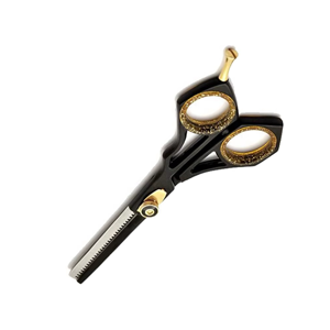 Ciseaux de barbier professionnels pour droitiers, best-sellers, 28 dents, lames en acier inoxydable revêtues de titane, manche moyen, pour cheveux - Product Image 3
