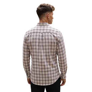 Chemise en flanelle à carreaux beige marron pour homme, manches longues, boutonnée, chemise décontractée à carreaux, tissu brossé doux, streetwear tendance - Product Image 1