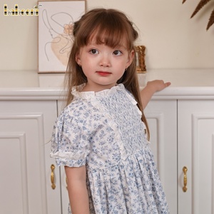 Vestido ECO Smocked para niñas con ribetes de volantes ODM OEM Venta al por mayor Ropa de vestir para niñas-DR4412 - Product Image 1