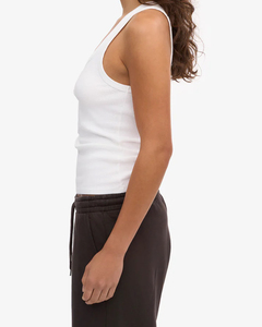 Débardeurs pour femmes en tissu tricoté côtelé en coton, couleur unie, col montant, sans manches, style basique décontracté, coupe courte, vente en gros - Product Image 6