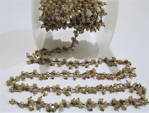 Chaîne de perles de chapelet facettées rondes en quartz hydro AB mystique, 3 mm, avec pendentif - Product Image 3