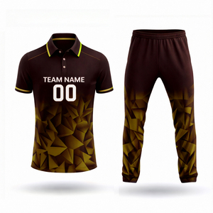 Ensemble d'uniformes de cricket personnalisés - T-shirt à manches courtes, pantalon, impression numérique, design bicolore, taille élastique, séchage rapide, 100% coton - Product Image 5