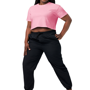 T-shirt court rose pour femme, manches courtes, col rond, couleur unie, jersey décontracté, 100% coton, respirant, à porter au printemps et en été - Product Image 3
