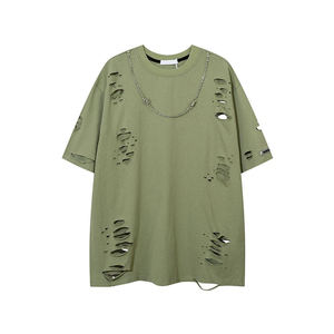 Camiseta al por mayor de 300 g/m² talla americana, estilo vintage, lavado a la piedra, lavado ácido, efecto desgastado, corte holgado, con logo personalizado - Product Image 6