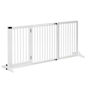 Recinto per Cani Autoportante a 3 Pannelli in Legno, Box Regolabile per Animali Domestici con Porta Bloccabile, Recinzione di Sicurezza Bianca, Misure 44.5x65.25x14.25 Pollici - Product Image 1