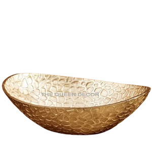 Nuevo y Elegante Tazón Decorativo Redondo de Aluminio, Chapado en Oro, con Detalles Únicos y Refinados - Product Image 6