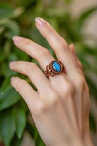 Anillo de Macramé con Labradorita Natural, Gema Azul Brillante, Estilo Náutico, Anillo de Compromiso Unisex, Certificado por IGI |   CREACIONES HARI OM - Product Image 2