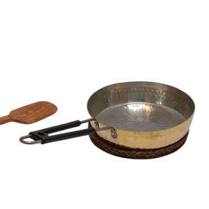Poêle à frire profonde en laiton martelé de qualité supérieure, Kadhai, Wok de cuisine indienne traditionnelle, ustensile de cuisine fait main, finition robuste et épaisse - Product Image 6