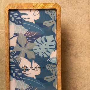 Round Mango Wood Epoxy Resin Serving <b>Tray</b> with Bird Floral Design Decorative Wooden Food Storage <b>Tray</b> for <b>Kitchen</b> Dining Home - Product Image 3