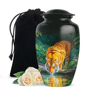 Black Cremation <b>Urn</b> with American Flag Design for Adult Ashes Memorial Funeral <b>Urn</b> Customizable Style Classic <b>Large</b> Aluminium - Product Image 4