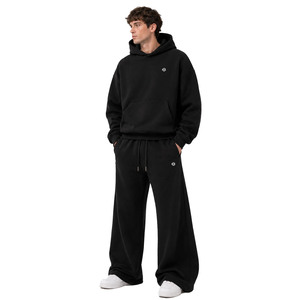 Conjuntos de Sudadera con Capucha y Pantalones Deportivos Holgados de Hip Hop para Hombre, de Color Sólido, Transpirables, de Algodón Grueso, con Bolsillos - Product Image 5