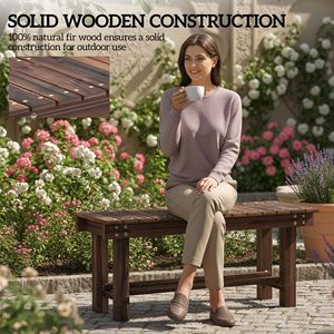 Panca da Giardino in Legno Carbonizzato da Esterno da 90 cm, 2 Posti con Ripiano Contenitore, Panche da Patio - Product Image 6