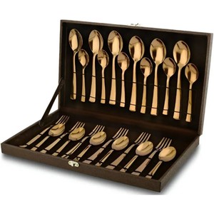 Hand Forged Gold & Silver Finished Handle Metal Designer Kitchen Cutlery Includes Tea <b>Spoons</b> Knives <b>Forks</b> Table <b>Spoons</b> - Product Image 5