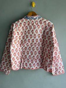 Veste matelassée en coton à motif floral pour femme, col en V, manches longues, style printemps, fermeture boutonnée, longueur standard, tissu tissé, cadeau pour elle - Product Image 6