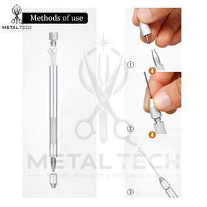 Gold Silver Metal Hair Extension Loop <b>Threader</b> Latch Hook Pulling <b>Needle</b> Kit With 3 Replaceable Tips Salon Weaving Hardware Tool - Product Image 5