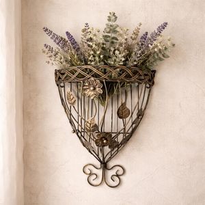 Premium Metal Iron Wall Hanging <b>Basket</b> <b>for</b> Decorative Plants Herbs <b>Flowers</b> Balcony Fence Garden Display - Product Image 1