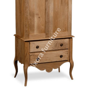 Luxury Handcrafted Solid Wood 2 Door <b>Wardrobe</b> Arched Top with 2 Lower Drawers Natural Oak Armoire - Product Image 3