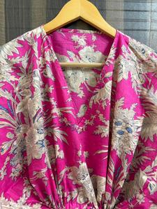 Vestido Kaftán Floral de Algodón para Mujer, Túnica de Playa Ligera, Ropa de Verano Informal, Estampado Bohemio, Maxi Vestido con Mangas Murciélago, Hecho a Mano - Product Image 6
