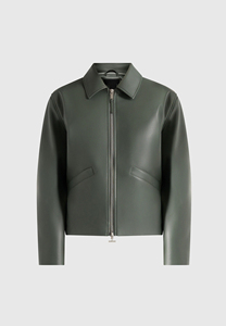 Men's Green PU Leather <b>Bomber</b> <b>Jacket</b> Turn-Down Collar Zipper Closure Casual Style Autumn Wear - Product Image 3