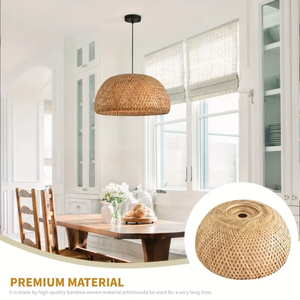 <b>Large</b> Bamboo Ceiling <b>Light</b> with Handwoven Shade for Dining Area Villas Hotels and Commercial Interiors - Product Image 4