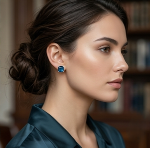 DIVYORO DEEP <b>BLUE</b> CUSHION <b>STUDS</b> - Product Image 3
