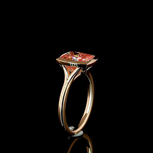 Bague solitaire en or 10K, 14K, 18K avec diamant rose vif taille coussin certifié IGI, cultivé en laboratoire, serti clos, en or rhodié, pour mariage/fête - Product Image 4