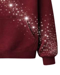 Sweat à capuche pour homme bordeaux avec étoile en strass, coupe oversize, en molleton épais, avec poche kangourou, style streetwear personnalisé, pour fabricants - Product Image 5