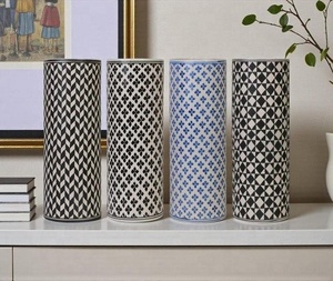Macetero de resina ósea con diseño floral, ecológico, tallado a mano, para interiores, negro, con aspecto árabe, para plantas artificiales. - Product Image 2