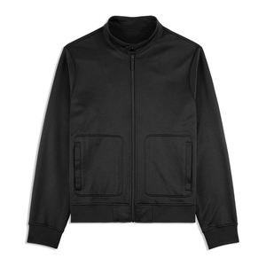 Veste de survêtement noire pour homme, fermeture éclair intégrale, coupe classique, 100 % polyester, couleur unie, poids moyen, poches latérales, idéale pour l'automne - Product Image 4