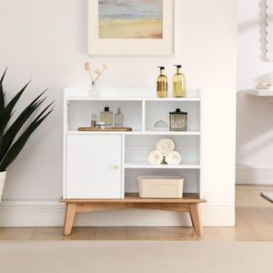Armadio di stoccaggio in legno massello con Design colorlocking piedi Base per il pavimento per la camera da letto soggiorno a casa ufficio librerie di ricezione per - Product Image 2