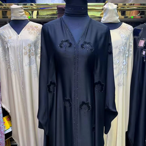High Quality Modest Dubai Beaded Sequined <b>Long</b> Sleeve Abaya Muslim Traditional Handmade Wedding Women Breathable V Neck - Product Image 1