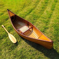 K037 Anciens canots en bois artisanaux modernes – Présentoir uniquement – Artisanat en bois et fibre de verre durable et léger pour la navigation, l'extérieur et la maison