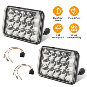 Fari LED 4x6 pollici con luce bianca abbagliante/anabbagliante per veicoli, attacco H4, adattatore da H4 a 3 pin, impermeabili IP68 - Product Image 1