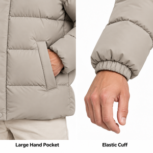 Chaqueta Acolchada para Hombre con Bolsillo Utilitario en el Pecho, Color Caqui, Relleno de Poliéster, Abrigo Cálido de Invierno, Estilo Casual, Logotipo Personalizado, Venta al Por Mayor, MOQ Bajo - Product Image 4