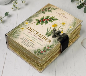 Carnet en cuir personnalisé avec motif floral du mois de naissance, carnet de notes de Noël en cuir - Carnet de croquis vintage, cadeau d'anniversaire floral - Product Image 5