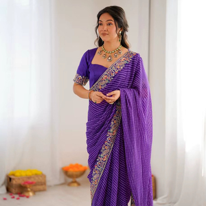 Sari de Diseño Impresionante, Tradicional Pakistaní, Étnico y Elegante, Hermoso Sari de Seda Suave Georgette de Alta Calidad para Fiestas - Product Image 1