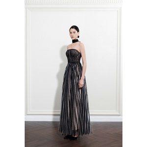 Vestidos al por mayor de lujo CELESTIAL STRIPES GOWN DRESS sin tirantes, soporte ODM, corte en A, elegantes vestidos al por mayor para mujer - Product Image 3