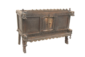 Haswani Handicrafts Antique Wooden Majuce Chest Hand Carved Storage <b>Cabinet</b> Vintage <b>Rustic</b> Decorative Trunk - Product Image 2
