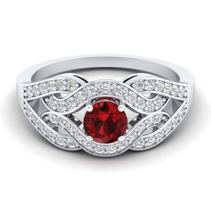 Anillo de Compromiso REYES de Alta Calidad con Granate de Corte Brillante Redondo de 0.5Ct en Oro de 14K, Certificado GRA, Joyería Fina con Moissanita - Product Image 5