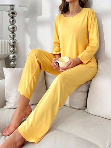 <b>Women</b> <b>Pajama</b> Set Cotton Blend Sleepwear Two <b>Piece</b> Loungewear Floral Pants Lounge Set for Home - Product Image 5