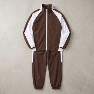 Ensemble de survêtement unisexe personnalisé avec logo pour homme, coupe-vent zippé et pantalon, vêtements de sport OEM en nylon - Product Image 2