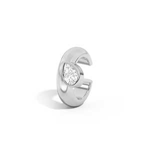 Pendiente de Oreja Deslizante sin Perforación con Bisel Esculpido en Forma de Pera, Diamante Cultivado en Laboratorio, Oro Sólido de 14K y 18K Personalizado, Precio de Fábrica al por Mayor - Product Image 4