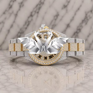 Reloj Analógico de Lujo para Hombre con Diamantes Moissanite y Correa de Goma, Joyería de Moda a Precio Razonable - Product Image 4