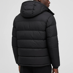 Veste matelassée noire unie de qualité supérieure pour homme, fermeture éclair, coupe-vent, respirante, manteau d'hiver décontracté, rembourrage en polyester, coupe classique - Product Image 3