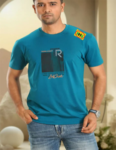 T-shirt confortable à manches courtes et col rond pour homme, grande taille, en coton doux imprimé, écologique, pour l'été, disponible en différentes couleurs - Product Image 2