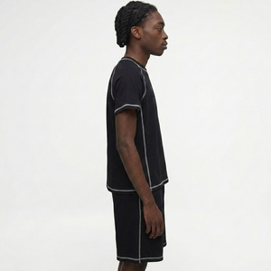 Ensemble de shorts et t-shirt en coton surdimensionné pour homme, taille plus, été, deux pièces - Product Image 4