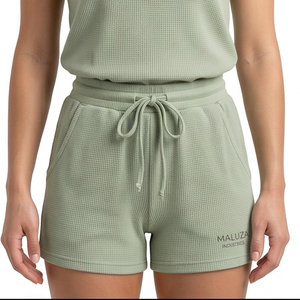 High Quality Two Piece Womens Tank Top Shorts Set Cotton Plain Summer Tracksuit Running Workout Fitness Wear Wholesale - Product Image 3