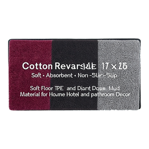 Tapis de bain réversible en coton 140 antidérapant 17x26 pouces, matériau doux en TPE et boue de diatomée pour la maison, l'hôtel et la décoration de salle de bain - Product Image 1